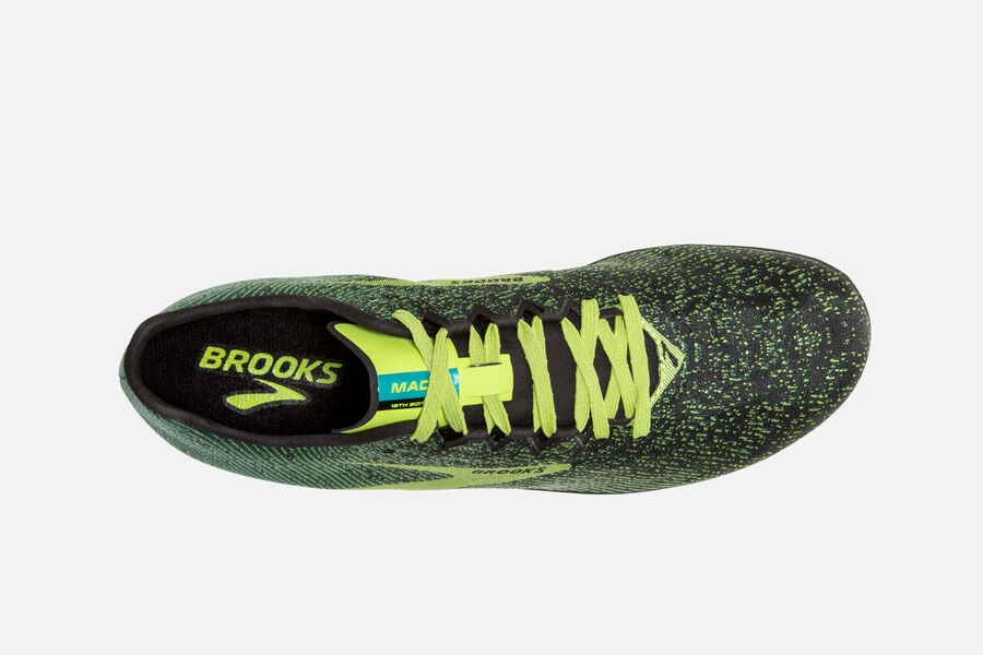 Brooks Running Shoes - Mach 19 Spikes Mens - Black/Green - MVL-874903